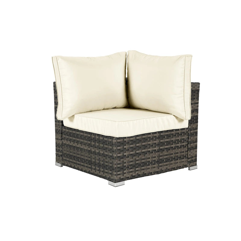 8-Pieces Outdoor Patio Sectional Sofa Set with Washable Cushions & Glass Coffee Table