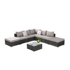 8-Pieces Outdoor Patio Sectional Sofa Set with Washable Cushions & Glass Coffee Table