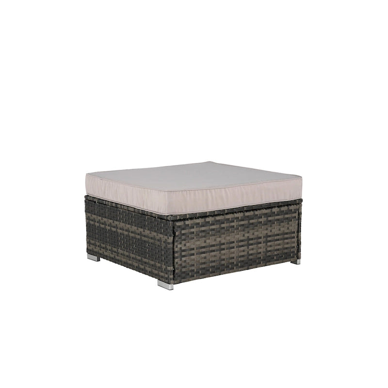 8-Pieces Outdoor Patio Sectional Sofa Set with Washable Cushions & Glass Coffee Table