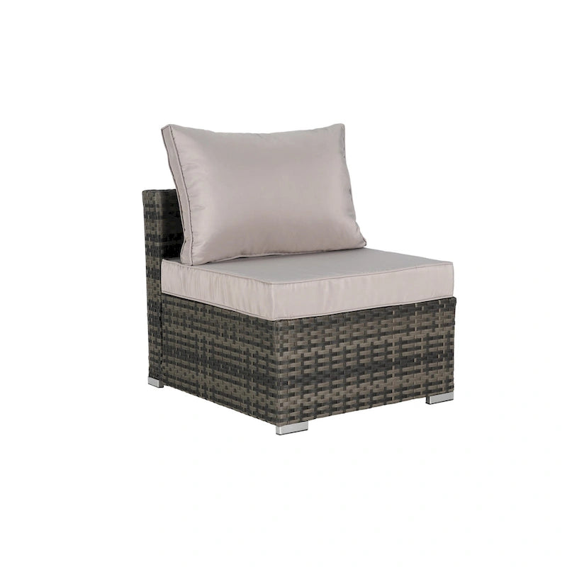 8-Pieces Outdoor Patio Sectional Sofa Set with Washable Cushions & Glass Coffee Table