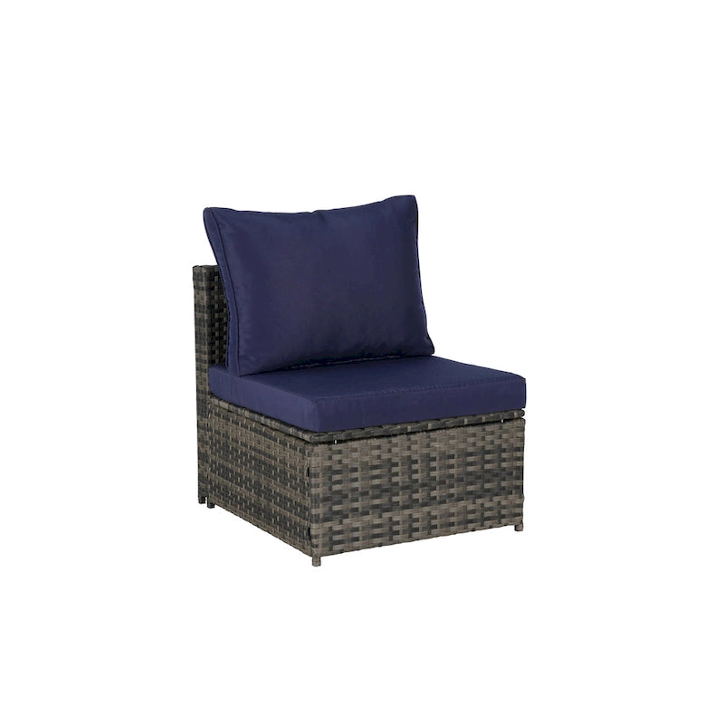 Set Divano Letto Da Esterno a 5 Pezzi in Vimini con Baldacchino Retrattile, Tavolo Riponibile