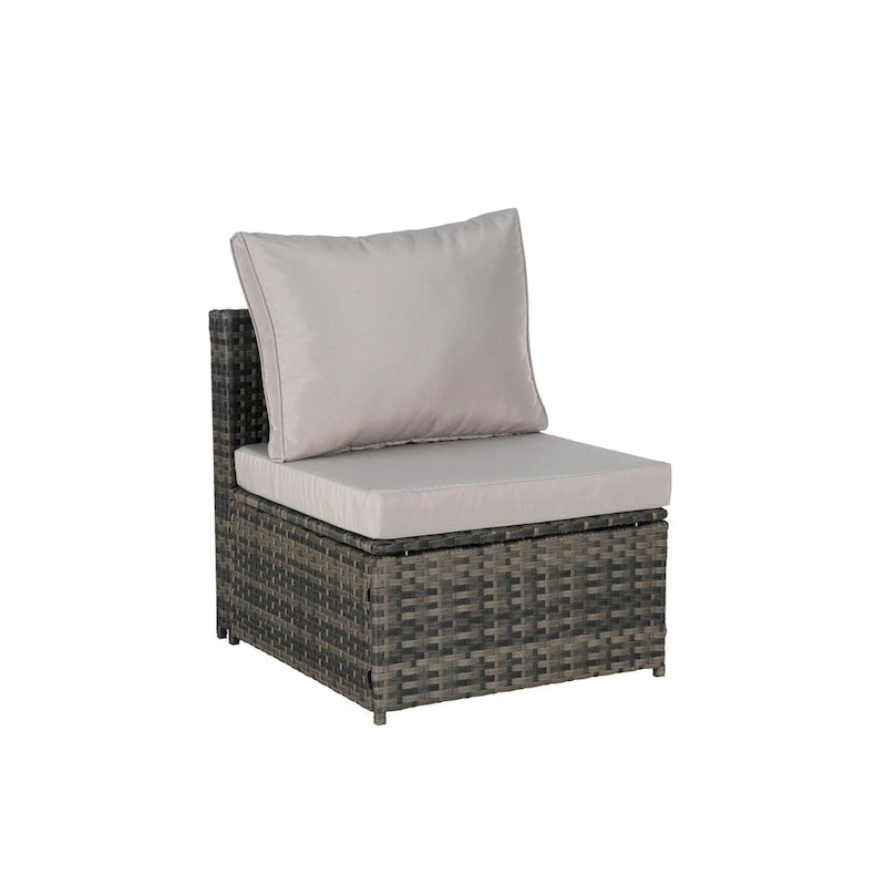 Set Divano Letto Da Esterno a 5 Pezzi in Vimini con Baldacchino Retrattile, Tavolo Riponibile