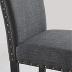 Modern Style 3-Piece Dining Set with Round Bar Table and 2 Nailhead Pub Chairs