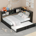 Full Metal Daybed with Trundle, Storage Cabinets, and USB Ports