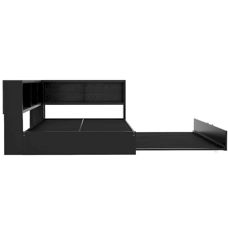 Full Metal Daybed with Trundle, Storage Cabinets, and USB Ports