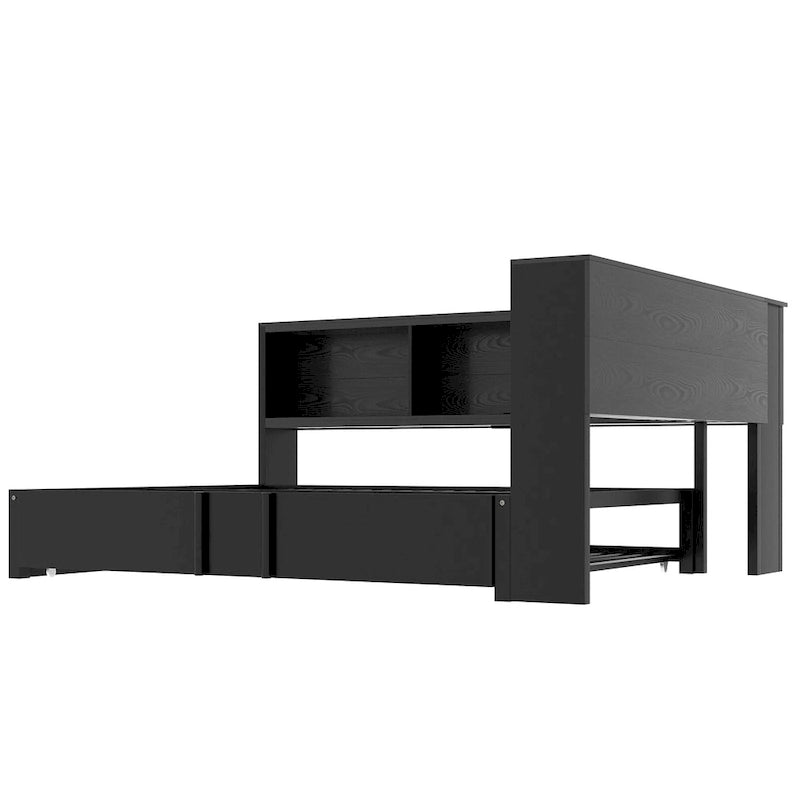 Full Metal Daybed with Trundle, Storage Cabinets, and USB Ports