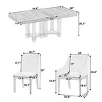 Rustic Style 7-Piece Extendable Dining Table Set with Removable Leaf, 2 Arm Chairs and 4 Armless Chairs
