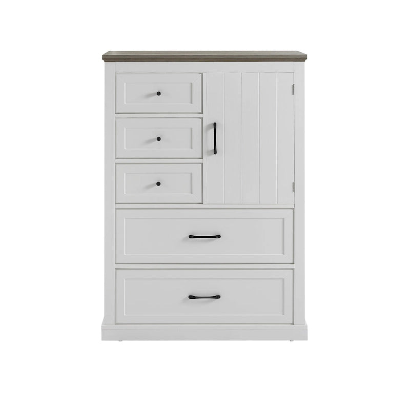 Farmhouse 5-Drawer Gentlemen's Chest, Tall Chest of Drawers, Organizer Storage for Living Room