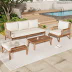 Christopher Knight Home - Malachi Outdoor Acacia Wood 4-Pieces Chat Set