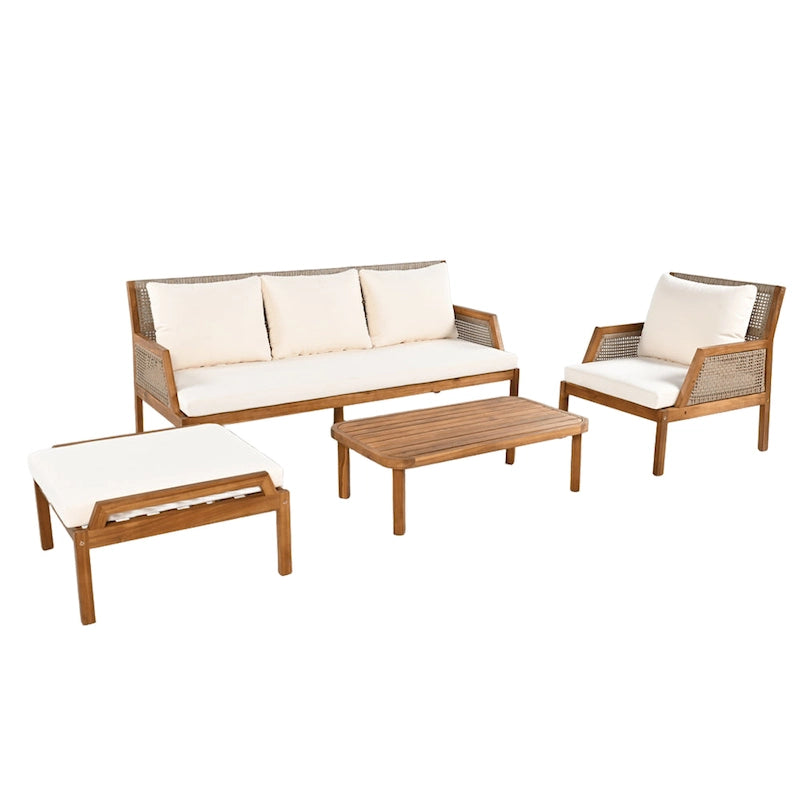 Christopher Knight Home - Malachi Outdoor Acacia Wood 4-Pieces Chat Set