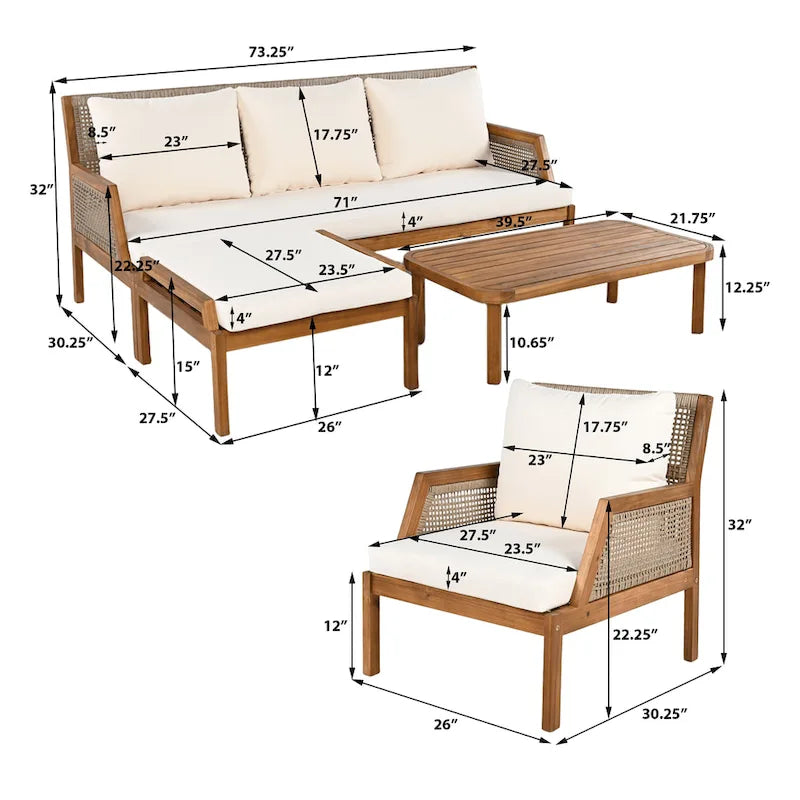 Christopher Knight Home - Malachi Outdoor Acacia Wood 4-Pieces Chat Set
