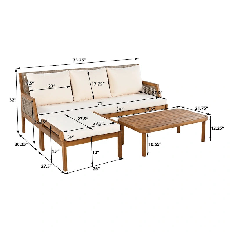 Christopher Knight Home - Malachi Outdoor Acacia Wood 4-Pieces Chat Set