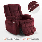 MCombo Medium Dual Motor Power Lift Recliner Chair Infinite Position, Massage and Heat, Extended Footrest, Fabric 7890