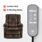 MCombo Medium Dual Motor Power Lift Recliner Chair Infinite Position, Massage and Heat, Extended Footrest, Fabric 7890