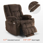 MCombo Medium Dual Motor Power Lift Recliner Chair Infinite Position, Massage and Heat, Extended Footrest, Fabric 7890