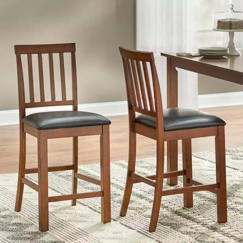 Buylateral Set of 2 Georgetown 24" Counter Height Barstools Espresso: Rubberwood, Upholstered, Armless