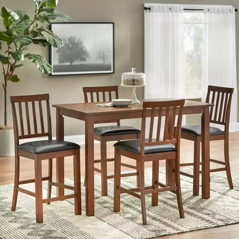 Buylateral Set of 2 Georgetown 24" Counter Height Barstools Espresso: Rubberwood, Upholstered, Armless