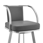 Sgabello da bar Sandringham da 30" con ecopelle grigia e acciaio inossidabile spazzolato - Armen Living