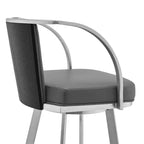 Sgabello da bar Sandringham da 30" con ecopelle grigia e acciaio inossidabile spazzolato - Armen Living