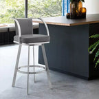 Sgabello da bar Sandringham da 30" con ecopelle grigia e acciaio inossidabile spazzolato - Armen Living