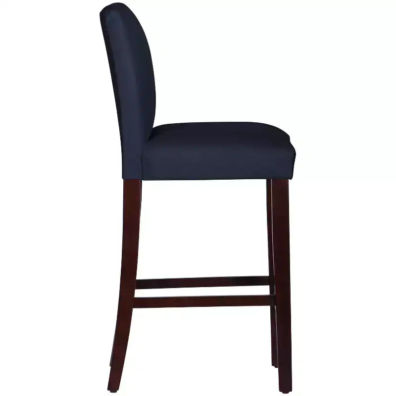 Skyline Furniture Hendrix Barstool Velvet Navy: Upholstered, Tapered Legs, 31" Seat Height
