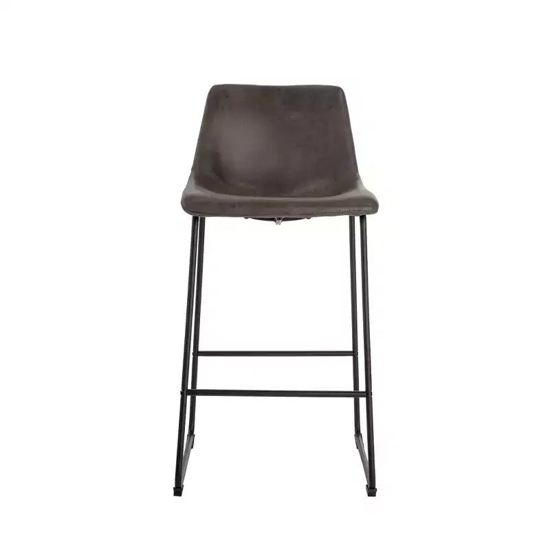 Set di 2 sgabelli da bar Jackson marroni - Finch: ispirati a Eames, seduta in microfibra, gambe in metallo, altezza fissa 73,66 cm