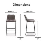Set di 2 sgabelli da bar Jackson marroni - Finch: ispirati a Eames, seduta in microfibra, gambe in metallo, altezza fissa 73,66 cm