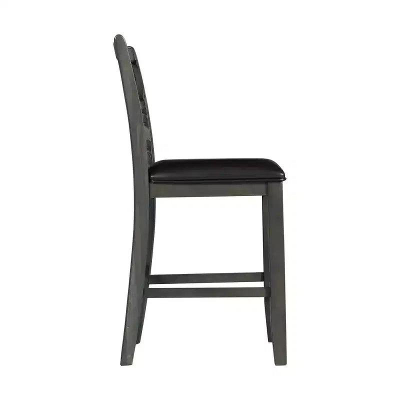 Set of 2 Taylor Faux Leather Counter Height Barstools Gray - Picket House Furnishings: Polyester Upholstery, MDF Frame, 300 lbs Capacity