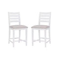 Set of 2 Flynn Ladder Back Counter Height Barstools Upholstered White - Linon: No Assembly, Solid Beechwood