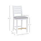 Set di 2 sgabelli da bar Flynn con schienale a scala, altezza bancone, rivestiti in bianco - Linon: Nessun montaggio, legno massello di faggio