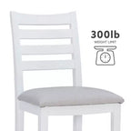 Set di 2 sgabelli da bar Flynn con schienale a scala, altezza bancone, rivestiti in bianco - Linon: Nessun montaggio, legno massello di faggio