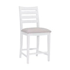 Set di 2 sgabelli da bar Flynn con schienale a scala, altezza bancone, rivestiti in bianco - Linon: Nessun montaggio, legno massello di faggio