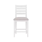 Set di 2 sgabelli da bar Flynn con schienale a scala, altezza bancone, rivestiti in bianco - Linon: Nessun montaggio, legno massello di faggio