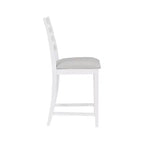 Set di 2 sgabelli da bar Flynn con schienale a scala, altezza bancone, rivestiti in bianco - Linon: Nessun montaggio, legno massello di faggio