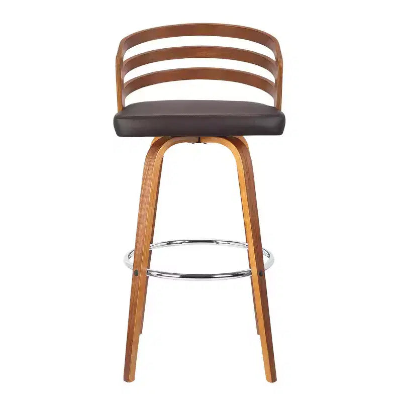 Sgabello da bar Benj Mid-Century girevole e regolabile in altezza, 76 cm, marrone - Armen Living: Struttura in noce, similpelle