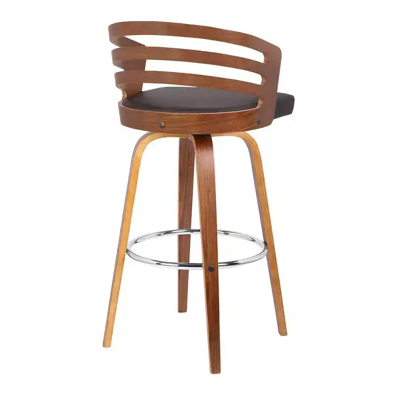 Sgabello da bar Benj Mid-Century girevole e regolabile in altezza, 76 cm, marrone - Armen Living: Struttura in noce, similpelle