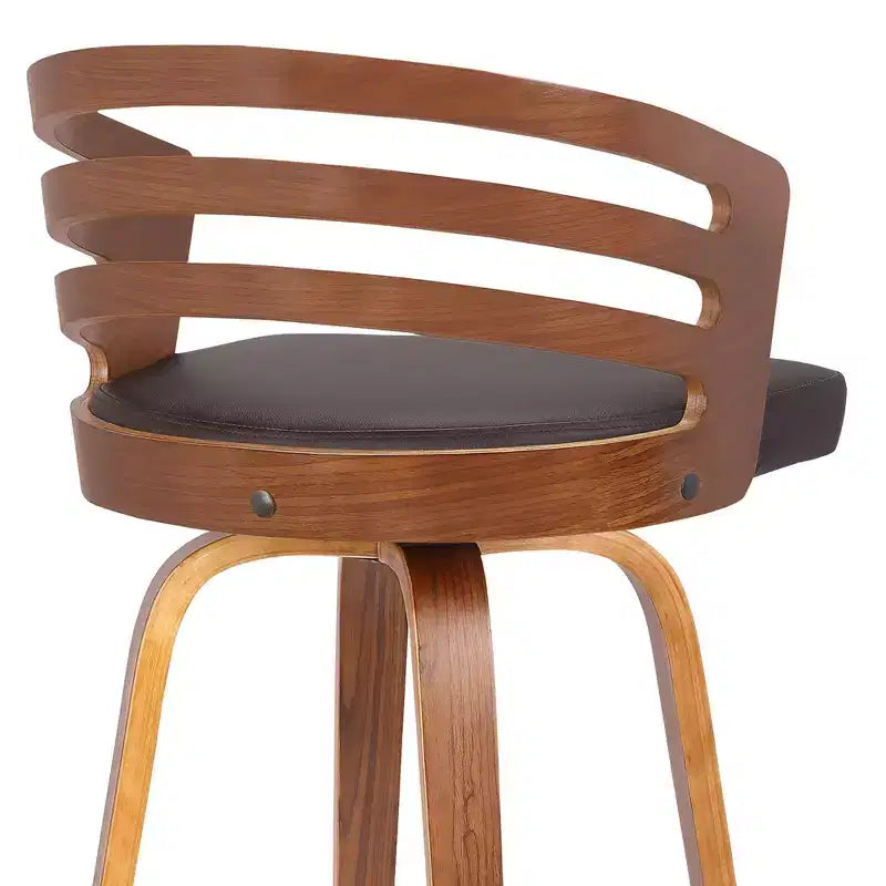 Sgabello da bar Benj Mid-Century girevole e regolabile in altezza, 76 cm, marrone - Armen Living: Struttura in noce, similpelle