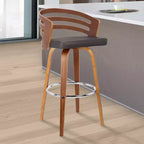 Sgabello da bar Benj Mid-Century girevole e regolabile in altezza, 76 cm, marrone - Armen Living: Struttura in noce, similpelle