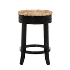 Sgabello da bar girevole Carolina Living da 24" Leif con seduta in giunco, altezza bancone, nero: legno massello, giunco intrecciato, senza braccioli