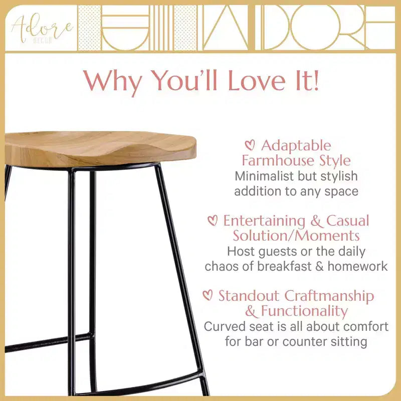 Sgabello da bar Mason altezza bancone Naturale - Adore Decor