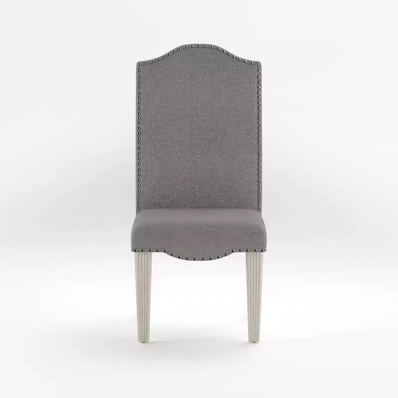 Set of 2 Ramond Transitional Side Chairs: Nailhead Trim, Cushioned, Wood Legs - HOMES: Inside + Out