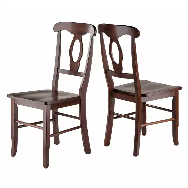 Set di 2 sedie con schienale a buco di serratura rinascimentale, noce - Winsome: Legno massello, schienale alto, non imbottito