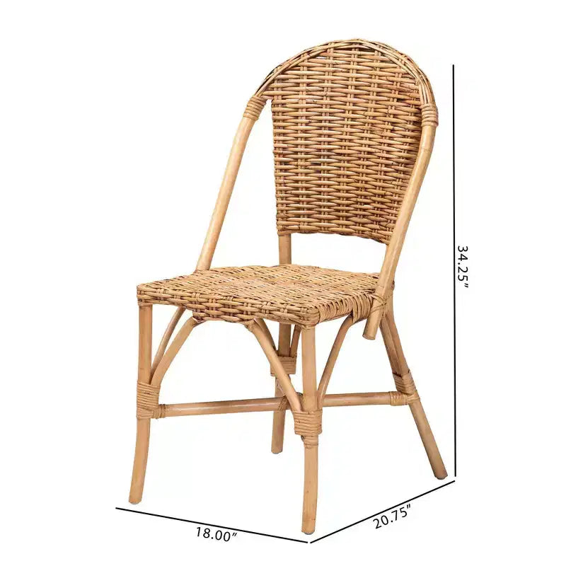Neola Natural Rattan Dining Chair Set Brown - bali & pari: Handcrafted, No Assembly Required