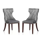 Set of 2 Reine Velvet Dining Chairs Gray - Manhattan Comfort: Beechwood Legs, Upholstered, No Assembly Required