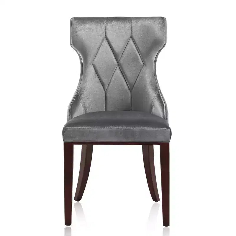 Set of 2 Reine Velvet Dining Chairs Gray - Manhattan Comfort: Beechwood Legs, Upholstered, No Assembly Required