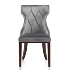 Set of 2 Reine Velvet Dining Chairs Gray - Manhattan Comfort: Beechwood Legs, Upholstered, No Assembly Required