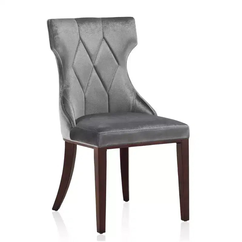 Set of 2 Reine Velvet Dining Chairs Gray - Manhattan Comfort: Beechwood Legs, Upholstered, No Assembly Required