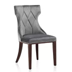 Set of 2 Reine Velvet Dining Chairs Gray - Manhattan Comfort: Beechwood Legs, Upholstered, No Assembly Required