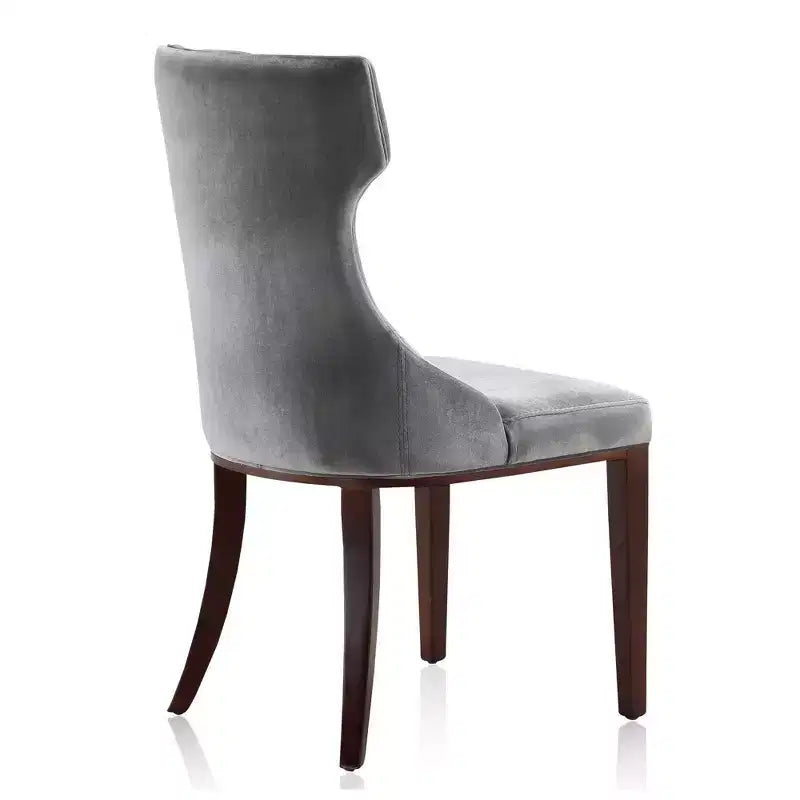 Set of 2 Reine Velvet Dining Chairs Gray - Manhattan Comfort: Beechwood Legs, Upholstered, No Assembly Required
