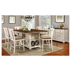 HOMES: Inside + Out Set of 2 Martha Country Counter Height Barstools Off-White/Red: Upholstered, Wood Frame
